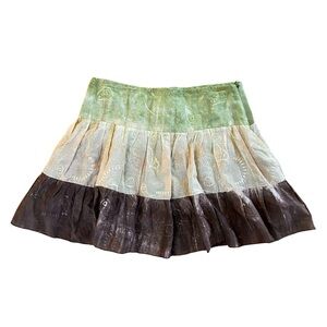 Mocca Y2K 100% Cotton Tiered Embroidered Boho Skirt Women’s Size 8
